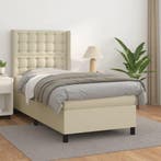 vidaXL Boxspring met matras kunstleer crèmekleurig 90x200 cm, Verzenden, Nieuw