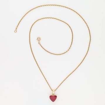 Collier avec pendentif - 18 carats Or jaune - rubis