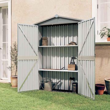 vidaXL Tuinschuur 116x45x175 cm gegalvaniseerd staal grijs, Verzenden, Nieuw