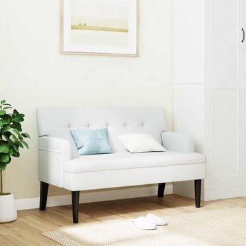 vidaXL Bankje met rugleuning 112x65,5x75 cm kunstleer wit, Verzenden