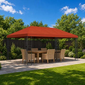 vidaXL Tuinpaviljoen 6 x 3 m Terracotta Polyester en Staal, Verzenden, Nieuw