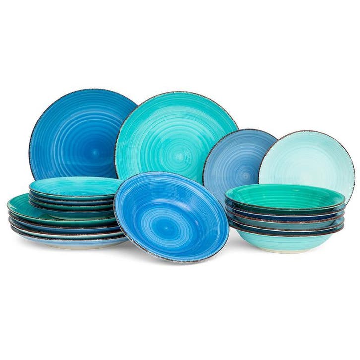Dinnerset 30-delig Curacao Blue - 18-delig | 6-persoons, Maison & Meubles, Cuisine | Vaisselle, Envoi
