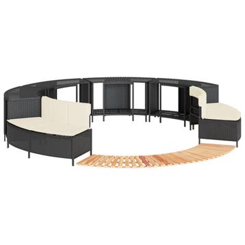 vidaXL Hottub-ombouw poly rattan en massief acaciahout zwart, Tuin en Terras, Verzenden, Nieuw