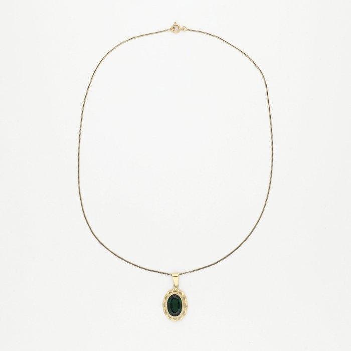 Collier avec pendentif - 14 carats Or jaune - Spinelle, Bijoux, Sacs & Beauté, Bijoux anciens