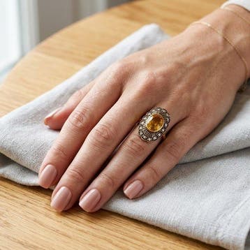 Zonder minimumprijs - Ring - 14 karaat Geel goud, Zilver -, Handtassen en Accessoires, Ringen, Nieuw