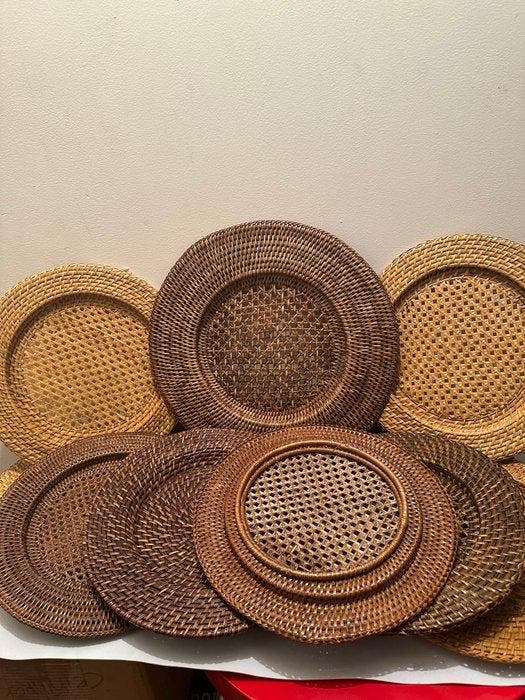 Flamant - Tafelservies (9) - Togo - Rattan - Vintage, Antiek en Kunst, Antiek | Keukengerei