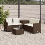 vidaXL Tuinbank met tafel en kussens L-vormig poly rattan, Tuin en Terras, Verzenden, Nieuw