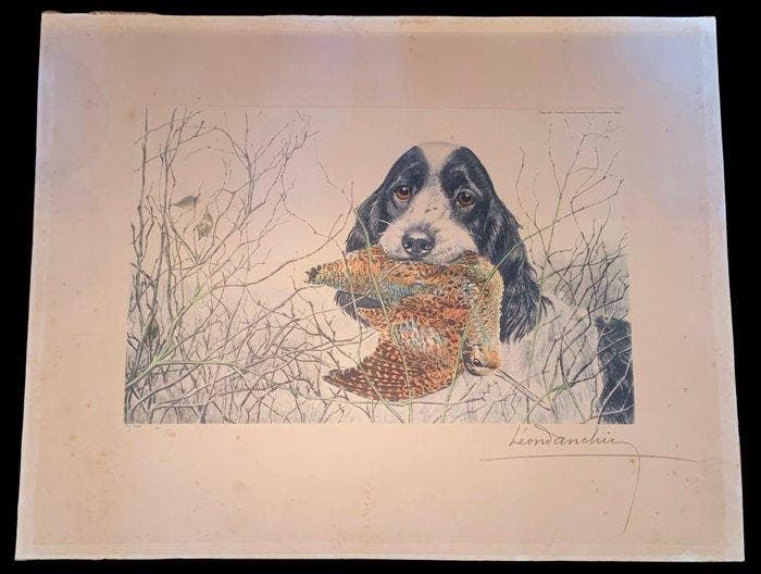 Léon Danchin (1887-1938) - Épagneul rapportant un faisan, Antiquités & Art, Antiquités | Autres Antiquités