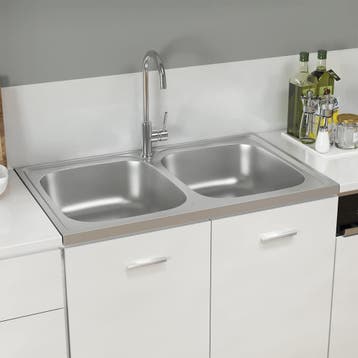 vidaXL Gootsteen dubbele bakken 800x500x155 mm roestvrij, Verzenden, Nieuw