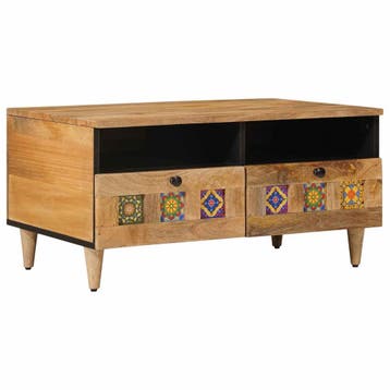 vidaXL Salontafel met lade Naturel 80 x 54 x 40 cm Massief, Verzenden, Nieuw