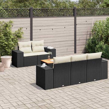 vidaXL 6-delige Loungeset met kussens poly rattan zwart, Verzenden, Loungeset