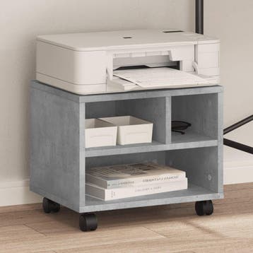vidaXL Printerkastje met wielen 41x32x34,5 cm betongrijs, Verzenden