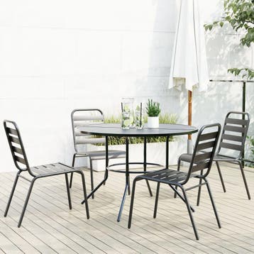 vidaXL 5-delige Tuinset stapelbaar gepoedercoat staal, Verzenden, Nieuw, Tuinset