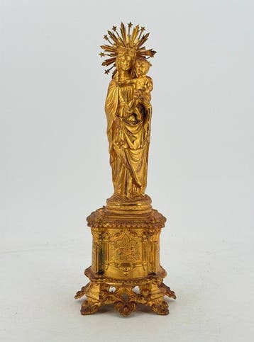 Figuur - Virgen Reina Cordero Divino - Zinklegering, Ormolu