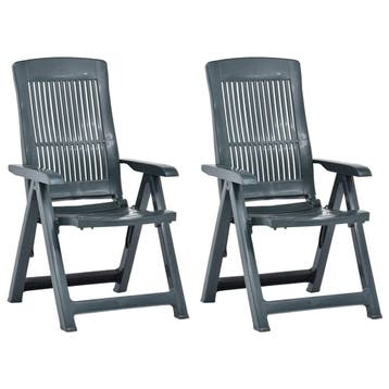 vidaXL Opklapbare ligstoelen, 2 stuks, groen plastic., Verzenden, Nieuw