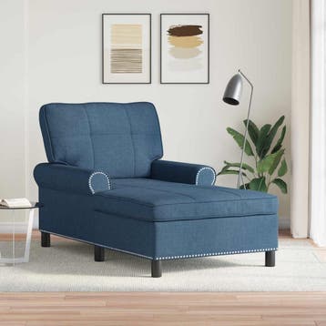 vidaXL Chaise Lounge Blauw Stof 91 x 157 x 91 cm, Maison & Meubles, Verzenden
