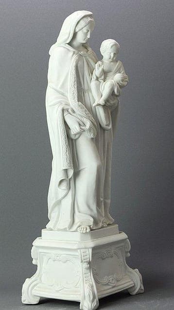 Beeld, Antique Madonna and Child – Large White Porcelain