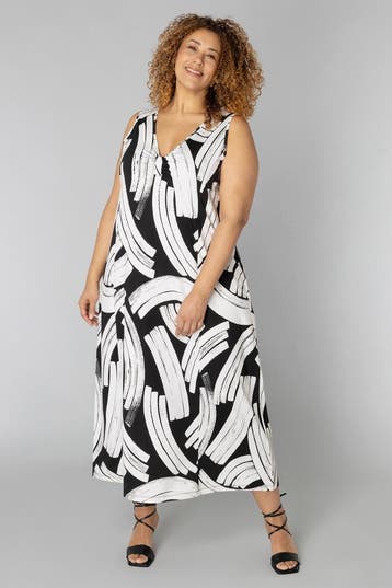 COLLETTA jurk travel zwart wit0(46)Maat 46/48 (XL) of groter, Kleding | Dames, Verzenden, Nieuw, Maat 46/48 (XL) of groter, Overige kleuren