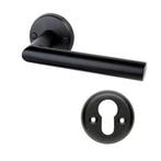 Deurklink Esferia mat zwart met ronde cilinderrozetten Ro..., Ophalen of Verzenden, Nieuw, IJzer, Klink of Kruk