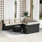 vidaXL Bankstel met kussen met opslag 9 pcs Zwart en Crème, Tuin en Terras, Verzenden, Nieuw