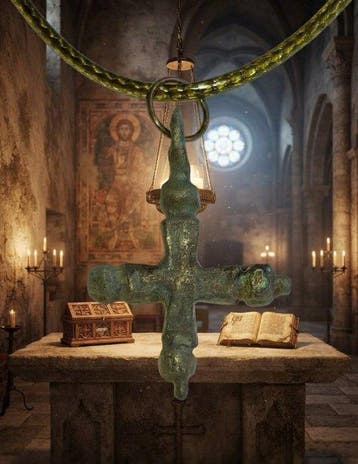 Middeleeuws Brons Prachtig kruis.Uitstekende staat. (Zonder