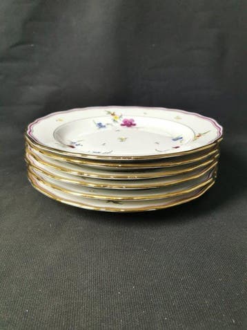 Meissen - Deutches blumen - 6 Piatti da cena - D.25cm - In