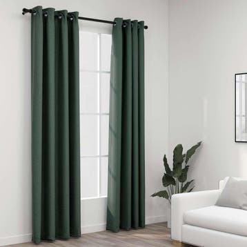 vidaXL Gordijnen linnen-look verduisterend ogen 2 st 140x245, Verzenden, Nieuw