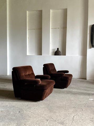 Fauteuil - Cordsamt - 2 stoelen + ottomaan