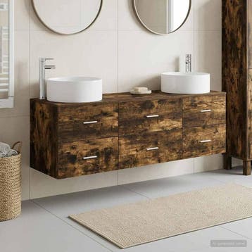 vidaXL Badkamermeubel Set 3 st Gerookt eiken 49,5 x 44,5 x, Verzenden
