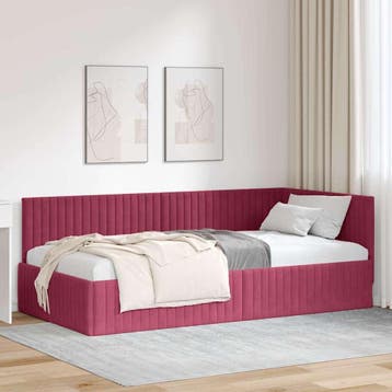 vidaXL Hoek Bed Frame met hoofdeinde Wijnrood 100 cm x 200, Huis en Inrichting, Slaapkamer | Bedden, Verzenden, Nieuw
