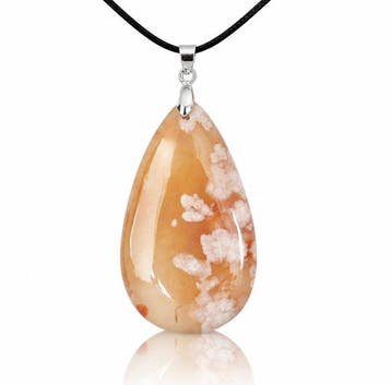 - 925 zilver - kersenbloesem-oranje agaat - Hanger
