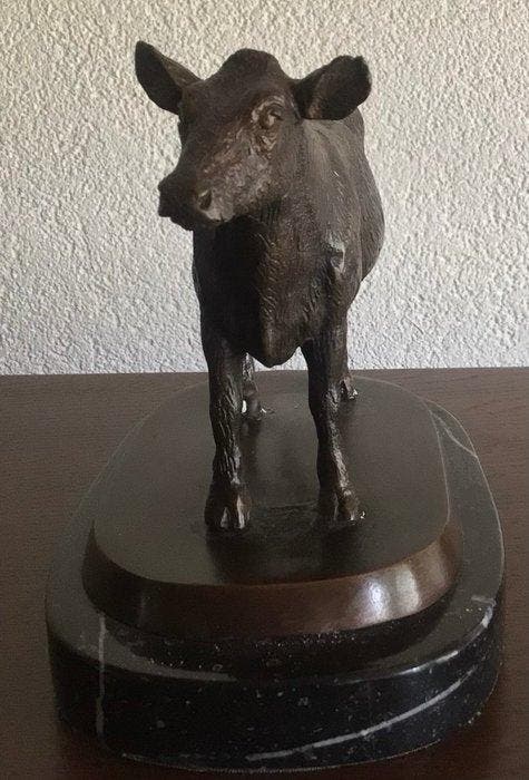 Beeld, Koe - 15 cm - Gepatineerd brons, Antiek en Kunst, Curiosa en Brocante