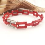 Corail rouge - Argent - Bracelet - fait à la main