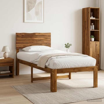 vidaXL Eenpersoonsbed met hoofdbord ROSTOCK Naturel 90 x 190, Verzenden