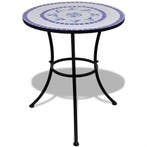 vidaXL Bistrotafel 60 cm mozaïek blauw en wit, Verzenden