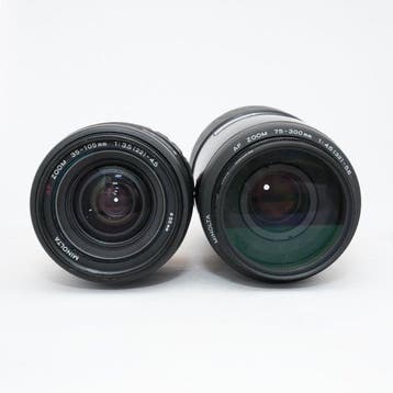 Minolta AF Zoom 35-105mm F3.5-4.5 + AF Zoom 75-300mm, Nieuw
