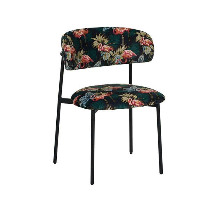 Stoel Ferry | Printed Flamingo | Fluweel | Zwart Metalen, Articles professionnels, Horeca | Équipement de cuisine, Envoi