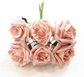 Foamroos Princess Kleurvast Pearl Roze 6 cm Bundel 6 stuks, Nieuw