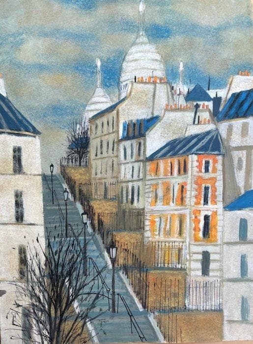 Yves Ganne (1931-2019) - Montmartre - Paris - Sacré Coeur, Antiquités & Art, Art | Peinture | Classique