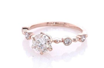 Zonder minimumprijs - Ring - 14 karaat Roségoud - 0.74ct., Handtassen en Accessoires, Ringen, Nieuw