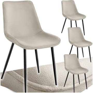 Set stoelen Monroe fluweellook - crème, Set van 4, Huis en Inrichting, Verzenden, Nieuw