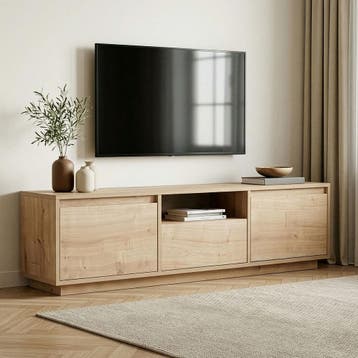 Evila TV-meubel - Houtkleurig - Nieuw/Ongebruikt - Melamine, Verzenden, 150 tot 200 cm, Nieuw, Scandinavisch