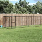 vidaXL Hondenkennel met dak 26,62 m² staal, Verzenden