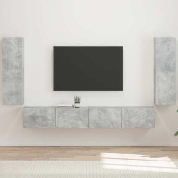 vidaXL Tv Wandkast Set 4 st Beton Grijs Bewerkt hout, Verzenden