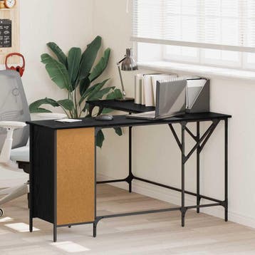 vidaXL Bureau Zwart Eiken 141 x 141 x 75 cm Bewerkt hout, Verzenden