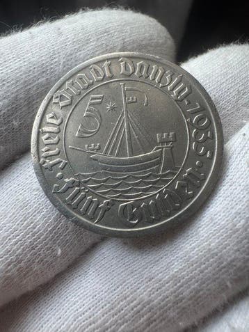 Polen, Danzig. 5 Gulden 1935, Koga / RARE - R4 - Versteckter