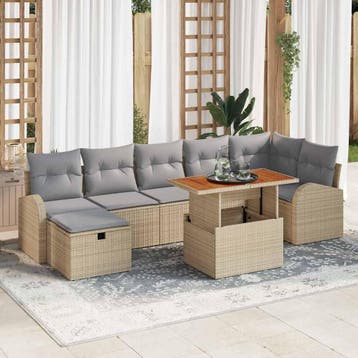 vidaXL Tuinbank Set 8 st Beige poly rattan, Verzenden, Nieuw