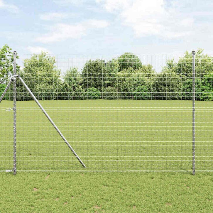 vidaXL Hekpaal. 7 pcs Zilver Staal, Tuin en Terras, Palen, Balken en Planken, Nieuw, Verzenden