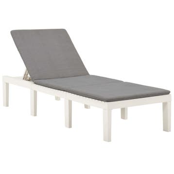 vidaXL Ligbed met kussen kunststof wit, Tuin en Terras, Verzenden, Nieuw