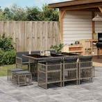 vidaXL 11-delige Tuinset met kussens poly rattan grijs, Verzenden, Nieuw, Tuinset